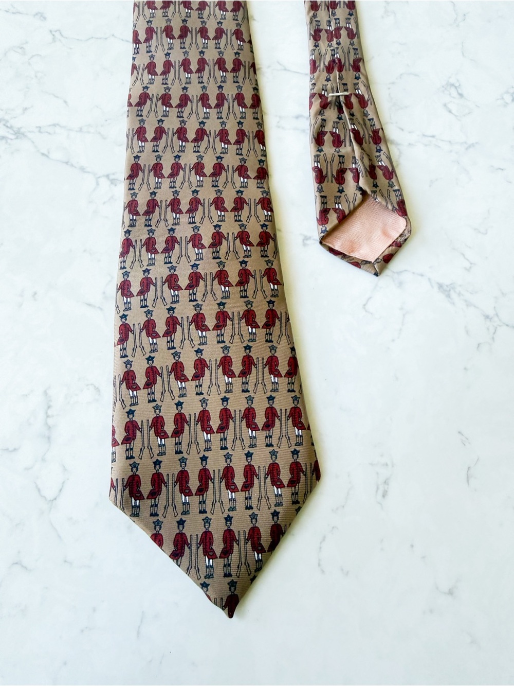Vtg Schreter Silk Tie Pennsylvania German Fraktur Soldier Art J.A. Eyer Novelty